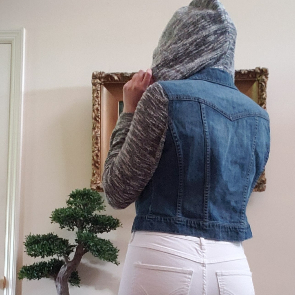 Heathered Grey & Denim Jean Jacket / Hoodie - Picture 2 of 5